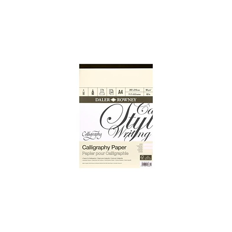 Daler-Rowney Calligraphy Drawing 90gsm Parchment Texture A4 Paper Pad, Glued