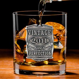 English Pewter Company Vintage Years 2012 10th Wedding Anniversary Old Fashioned Whisky Rocks Glass - Unique Gift Idea For Men For That Special Tin Anniversary [VIN007]…