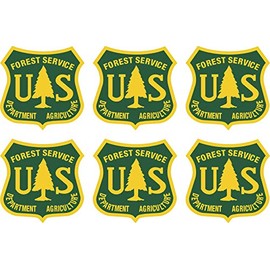 6 Pack 2" Green Us Forest Service Shield Sticker
