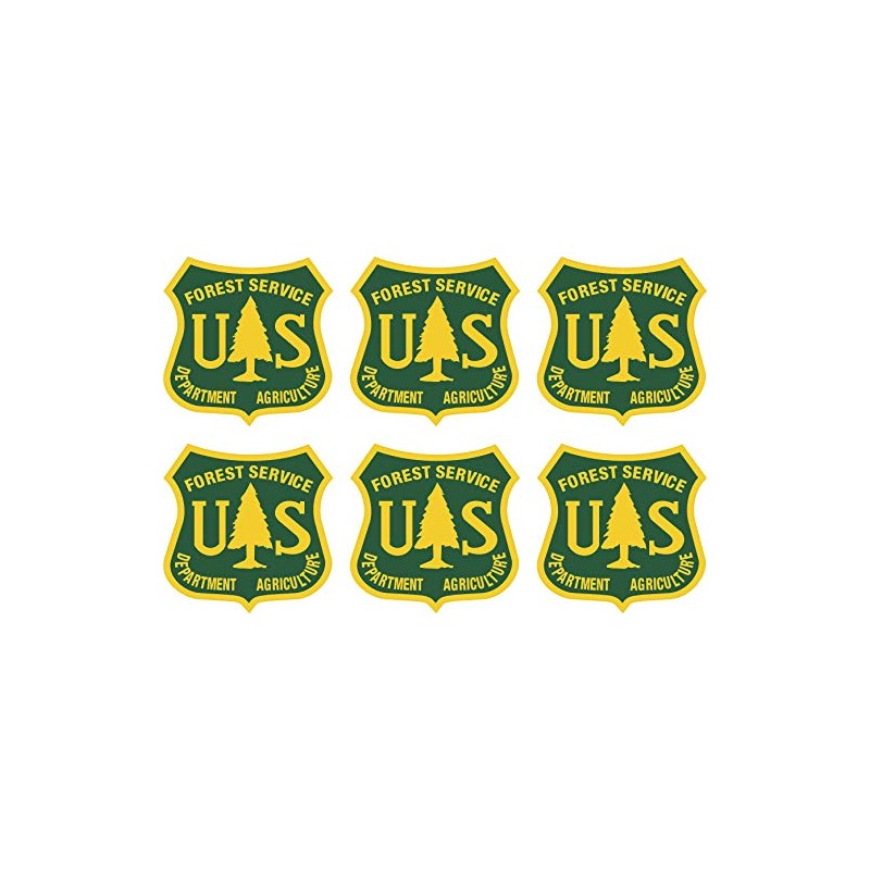 6 Pack 2" Green Us Forest Service Shield Sticker
