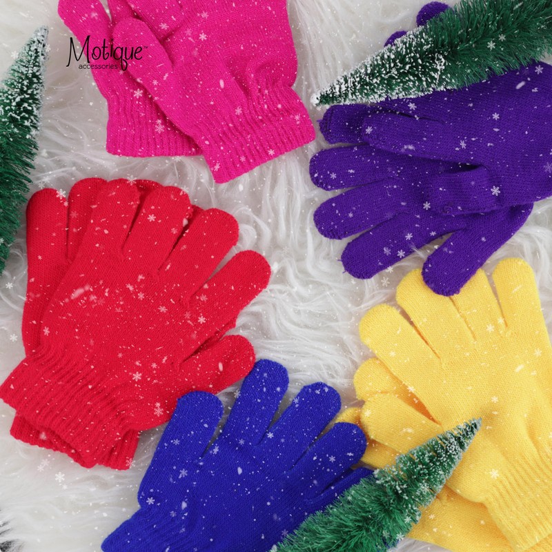 Motique Accessories Black Kids Gloves Magic Knit Gloves for Girls/Boys