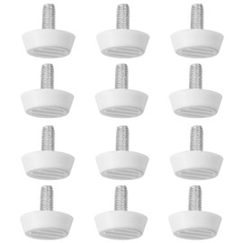 Antrader 12 Pcs M6×15mm Furniture Lvelers,M6 Thread Adjustable Levelers Screw on Furniture Glides Foot Adjuster,15mm Base Diameter,White