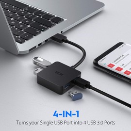 USB 3.0 Hub, ICZI USB Hub with 4 USB 3.0 Ports, Compact and Ultra Slim Data Hub for MacBook Pro, Mac Mini, iMac, Surface 3, New Surface Pro 2017, Android TV Box, XPS, Notebook PC, Mobile HDD and More