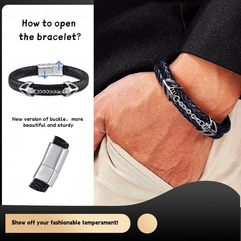 Luckly Aulay Men's 2-Piece Adjustable Bracelet Set with Tool, Stainless