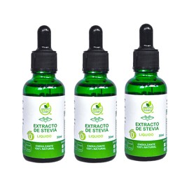 Green Concept Stevia Líquida 100% Natural 30 ml Endulzante en Gotas Cero Calorías Paquete de 3 Piezas (90 ml)