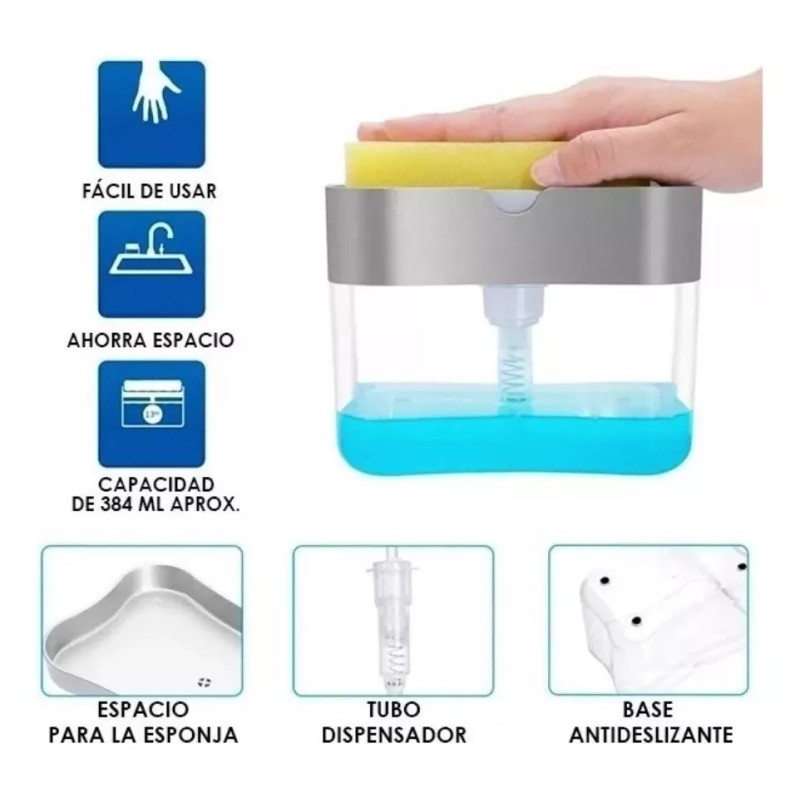 Maluk Store Kit Limpieza Cocina Dispensador Jabón Cepillo Esponja