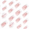24 Piezas Uñas Postizas Francesa Corto, Rosa y Blanco Puntas