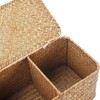 DECRAFTS Seagrass Storage Basket with Lid Small Woven Shelf Baskets