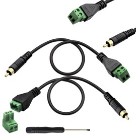 RUNCCI-YUN 2PCS RCA Male Plug Connectors,RCA Terminal Block Cable RCA Audio Video Connector Solderless RCA Male Plug to AV Screw Terminal Cable, RCA to 2Pin Female Audio Speaker Cable