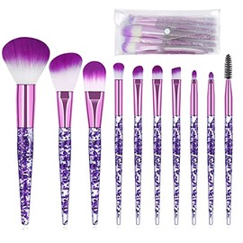 Brochas de maquillaje sintéticas de alta calidad para base, correctores, sombras de ojos, juego de brochas de maquillaje para difuminar la cara, juego de brochas de sombra de ojos con estuche de transporte transparente (morado)