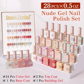Double Rhythm 28Pcs 0.5Oz Gel Nail Polish Set Same Color Same Bottle Soak Off Gel Polish Kit Nail Art Manicure Salon DIY at Home for Women (Nude Pink Collection-T24-3)
