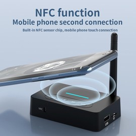 Zopsc Transmisor Receptor de Sonido Bluetooth 5.1 para Estéreo de Hogar y Coche, 2 en 1 con Adaptador de Sonido HiFi Remoto con AUX NFC.