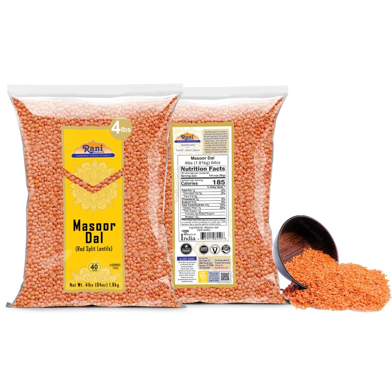 Rani Masoor Dal (Indian Red Lentils) Split Gram, 64oz (4lbs)