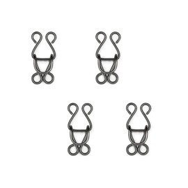 Lakesstory Black Hook & Eyes 0.5" Sewing Hooks and Eyes 13mm Hook and Eye Fasteners for Bra Clothing Trousers Skirt DIY Craft 4 Sets in a Pack