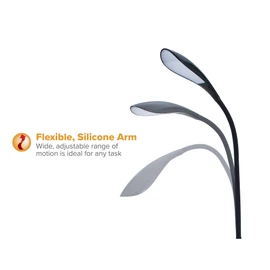 Bostitch Office Gooseneck LED Floor Lamp, Flexible Silicone Design, 72" Height, 800 Lumens, Black (VLED1502-BKF)