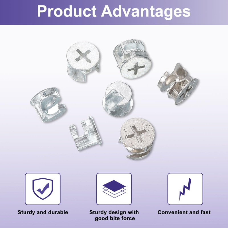 sourcing map Furniture Cam Lock Fasteners 15 x 12mm, 15Pcs
