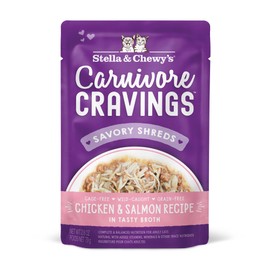 Stella & Chewy's Carnivore Cravings Wet Cat Food Pouches – Grain Free, Protein Rich Meal, Topper or Treat – Chicken & Salmon Recipe (2.8 Ounce Pouches, Case of 24)