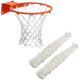 Y8HM 2Pcs Heavy Duty Basketball Net Replacement Fits Standard 12 Loop Basketball Hoop Net for Indoors and Outdoors Gym Equipment (White)