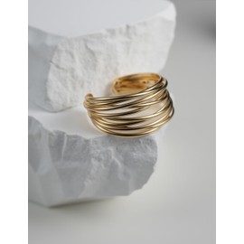 CozyChique Gold Chunky Cuff Bracelets for Women Minimalist Irregular Gold Bangles Bracelet Statement Hammered Multi-layer Cross Wire Open Wide Adjustable Jewellery Arm Cuff