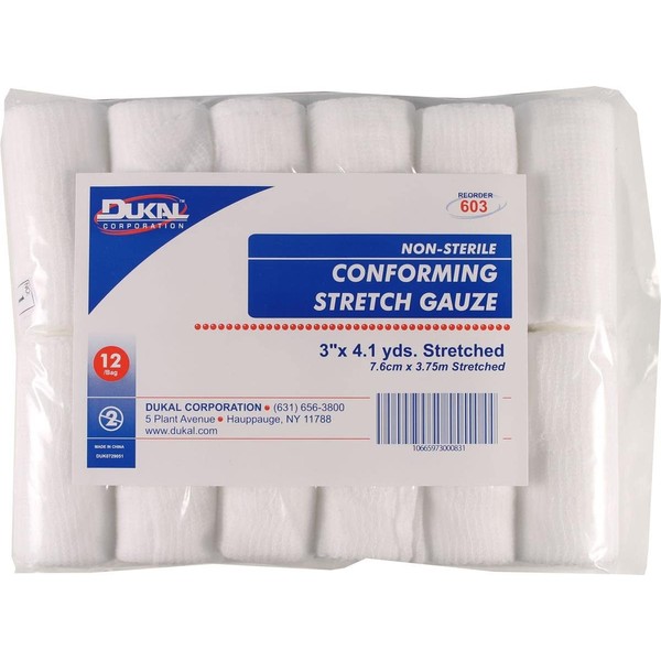 023010 Non-Sterile Conforming Stretch Gauze White, 3inch x 4.1Yard,12 count