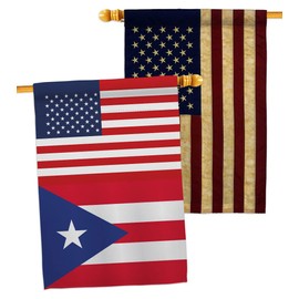 Puerto Rico US Friendship House Flags Pack Regional USA American Alliance World Country Particular Area Vintage Applique Small Decorative Gift Yard Banner Double-Sided Made In 28 X 40