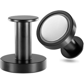 POPPSTAR Round Magnetic Hooks Matte Black - Set of 2 Neodymium Hook Magnets Extra Strong Can be Used as Magnetic Coat Hooks, Towel Rail, Tea Towel Holder