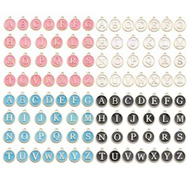 Shengsenfu 104PCS Double Sided Alphabet Charms for Jewelry Making, Initial Letter Charms for Bracelet Necklace DIY, A-Z Capital Letter Pendants for Crafting Jewelry Supplies Jewelry Making Supplies