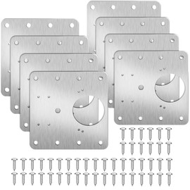 Hinge Repair Plate, 8PCS Cabinet Hinge Repair Plate with Holes, Stainless Steel Hinge Repair Brackets with Customized Screws for Kitchen Cupboard Door Furniture Wardrobe