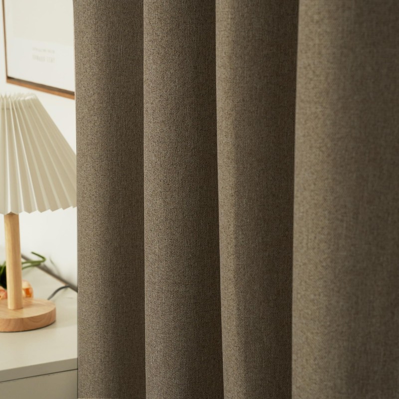 INLINAS 52W x 84L Inch Faux Linen 100% Blackout Curtains