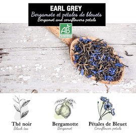 Organic Ear Grey Tea 100 g Earl Grey Tea with Flowers, Loose Tea, Organic Black Tea, Natural Bergamot Aroma, Cornflower Blossoms | Earl Grey Tea