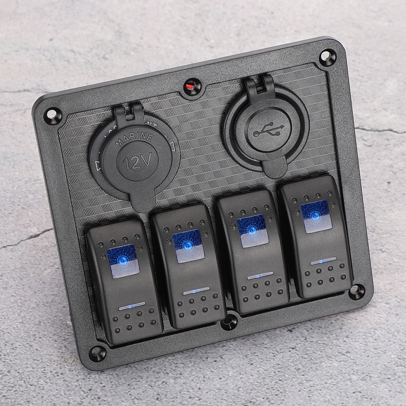 12V 24V 4 Gang Rocker Switch Panel IP65 Waterproof with