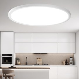 Wembanma LED Flush Mount Ceiling Light - 15Inch, 0.67in Ultra-Slim, 5CCT 24W/28W/32W Selectable, No Flicker, Ceiling Light Fixture for Bedroom, Kitchen, Bathroom, Hallway, 15 Inch 2Pack White