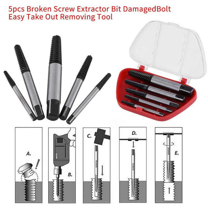 5pcs Broken Screw Extractor Bit Set Easy Take Out Damaged