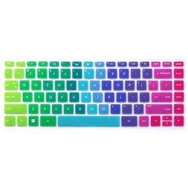 Silicone Keyboard Protective Skin Compatible 14" HP Pavilion x360 14M-BA 14M- CD 14M-CD0001DX 14-BF 14M-BW 14-CM 14-CF Series 14-BF040WM 14M-CD0001DX (esc Delete ctrl Keys are Square Angles) (Rainbow
