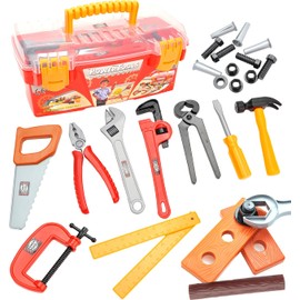 26 Pieces Tool Box | Play Pretend Play Tool Set Educational Construction Toys Portable Storage Box Birthday Gift Toy for Boys Ages 3 4 5 6 7