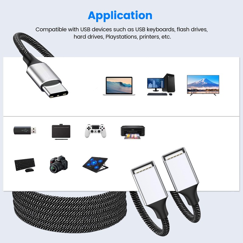 Fidioto USB C to Double USB Cable Splitter 6.6Ft, Type