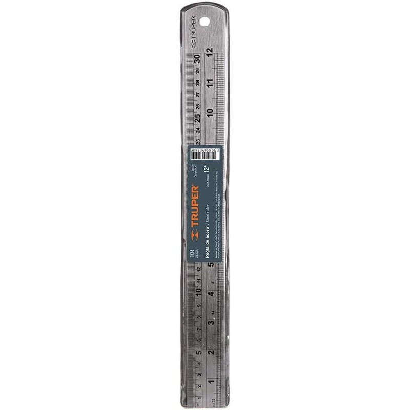 Truper RGL-30, Regla de acero inoxidable, 12"