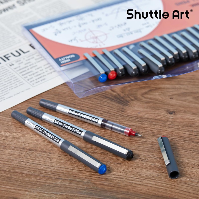 Shuttle Art Rollerball Pens, 25 Pack (21 Black, 2 Blue,