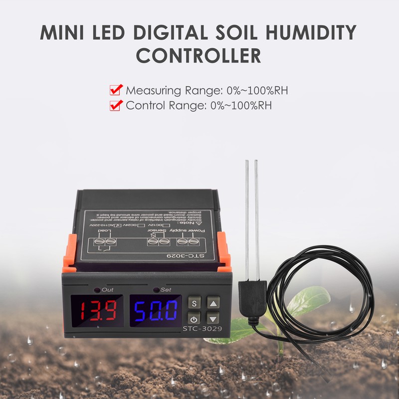AC110V-220V 10A Mini LED Digital Soil Humidity Controller with Sensor