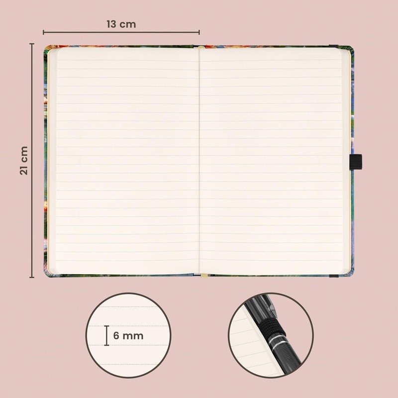 NOTIQUE Claude Monet Lined Notebook with Elastic Band 13 x