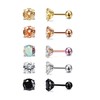 LOYALLOOK 5 Pairs Stainless Steel Cubic Zirconia Stud Earring Ear Piercings For Women 5 Colors 7mm