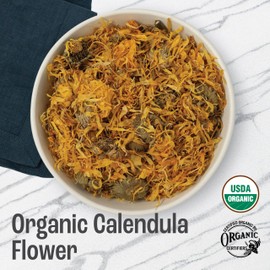 J Mac Botanicals, Organic Calendula Flower (16 ounce), whole dried flowers and petals, loose leaf tea, marigold flower, USDA Certified Organic. Great for loose leaf teas, cocktail bombs, salve