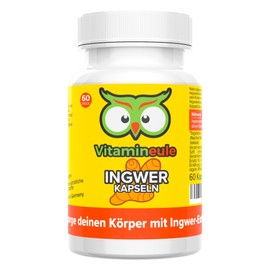 Ingwer Kapseln - hochdosiert - 500 mg Extrakt - 100 mg Gingerol - Qualität aus Deutschland - Extrakt ohne Zusätze - vegan - laborgeprüft - Vitamineule®
