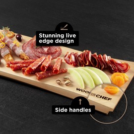 Large Charcuterie Board - Maple Wood Serving Board with Handles - Perfect Live Edge Design for Displaying Charcuterie, Bread, Fruit - Modern Wood Charcuterie Board for Parties - 24x9x0.75 inches