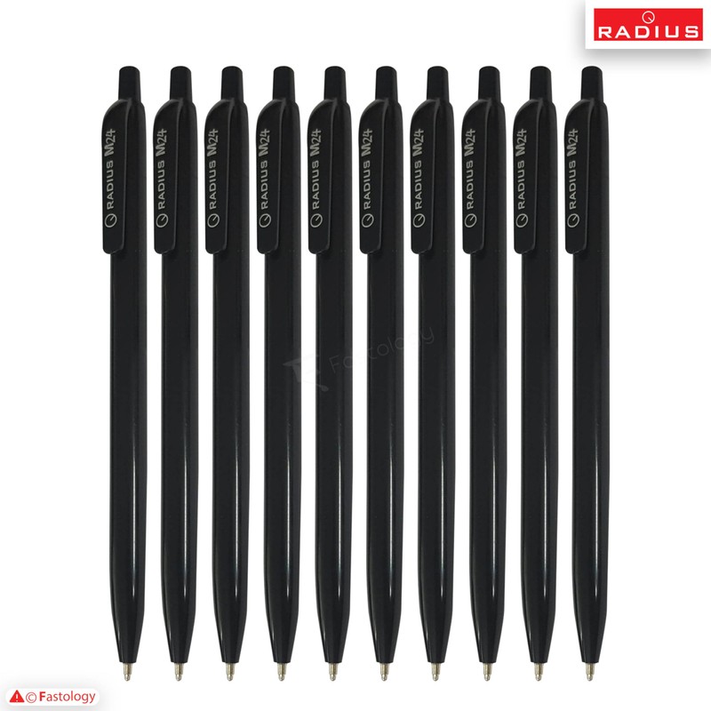 Retractable Ballpoint Pens, 1.0mm Medium Point, BLACK, Pack of 10,