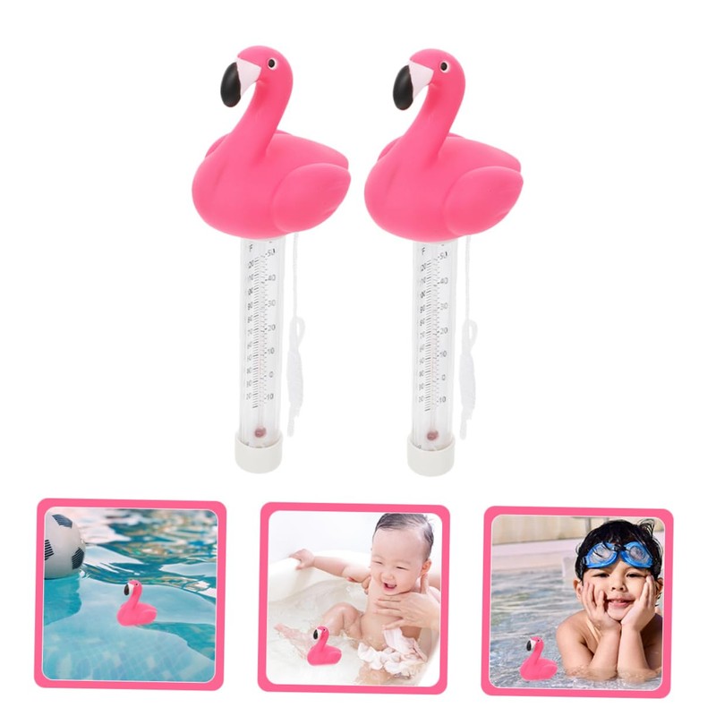 Outanaya 2pcs Flamingo Floating Pool Thermometer for Hot Tub Spa