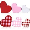 3 Pieces Valentine's Day Heart Wood Sign Reversible Heart Tray
