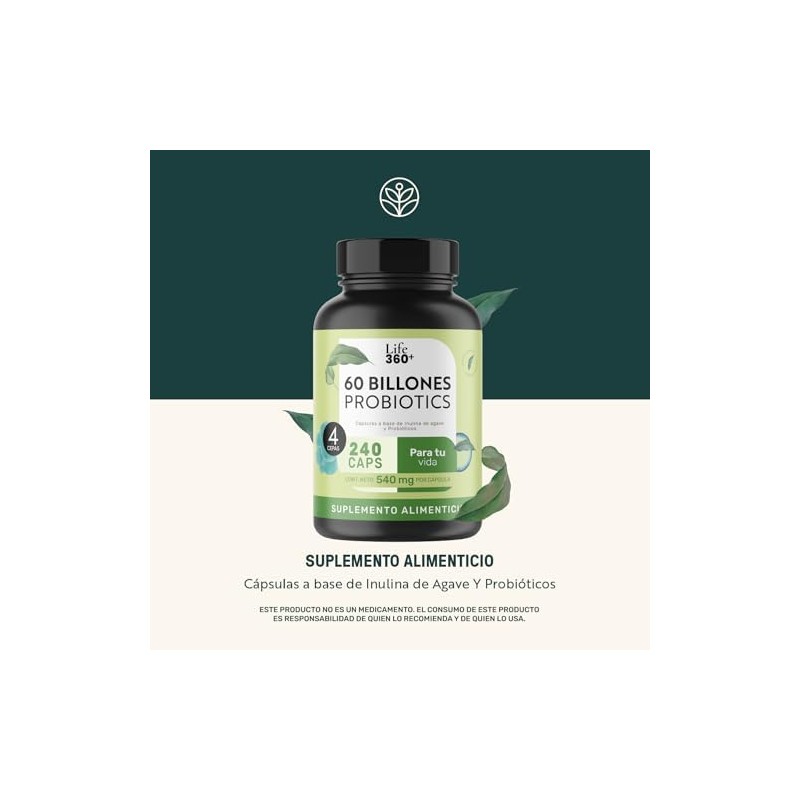 LIFE 360 Probióticos 60 Billones 4 Cepas 240 cápsulas 540mg