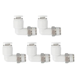 PATIKIL Push to Connect Fitting, 5 Pack Pneumatic Air Elbow Quick Connector 1/8" PT Male Thread x 4mm Tube 90 Degree Connect Tubing Elbow Air Tube Fitting Pneumatic Quick Adapter, White