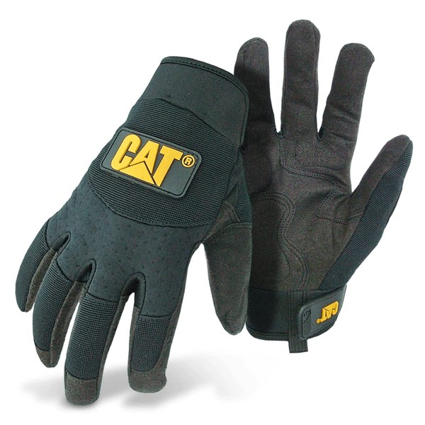 Cat® CAT012211M Padded Palm Utility Gloves – Black, Medium, Water-Resistant